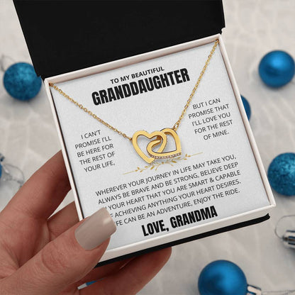 To My Granddaughter Love Grandma | Interlocking Hearts Necklace