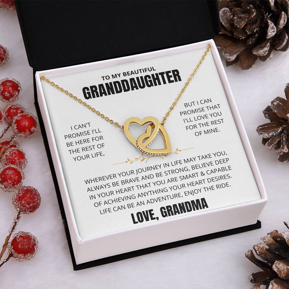 To My Granddaughter Love Grandma | Interlocking Hearts Necklace