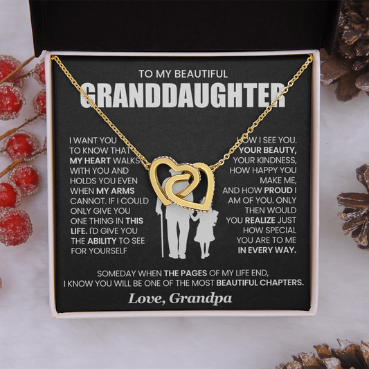 To My Beautiful Granddaughter -  Interlocking Hearts Necklace Gift Set