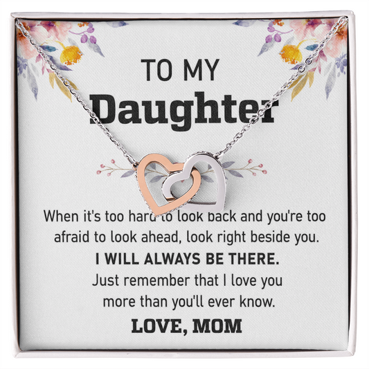 Mommy will always be there; Interlocking hearts necklace