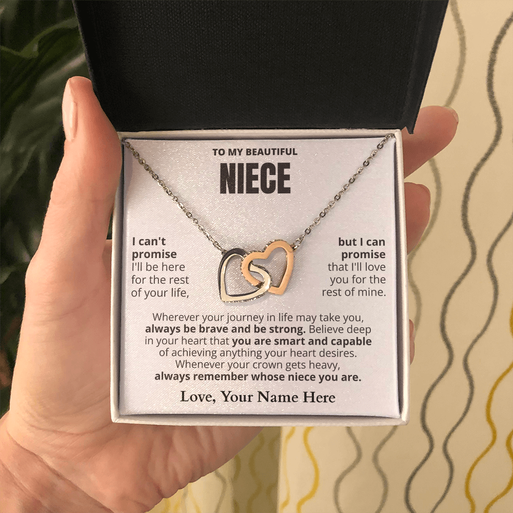 To My Niece - Beautiful Interlocking Hearts Necklace Gift Set
