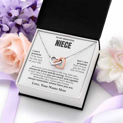To My Niece - Beautiful Interlocking Hearts Necklace Gift Set