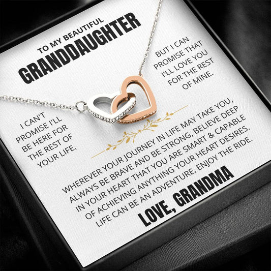 To My Granddaughter Love Grandma | Interlocking Hearts Necklace