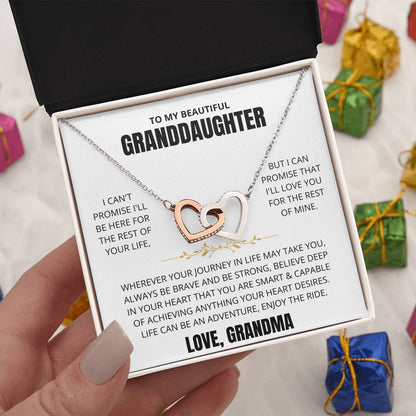 To My Granddaughter Love Grandma | Interlocking Hearts Necklace