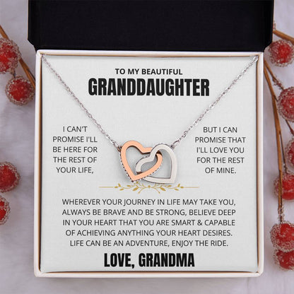 To My Granddaughter Love Grandma | Interlocking Hearts Necklace