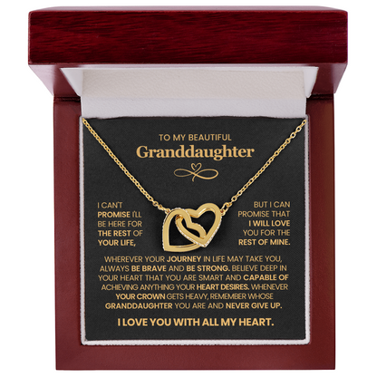 To My Granddaughter - Interlocking Hearts Necklace Gift Set with Message Card