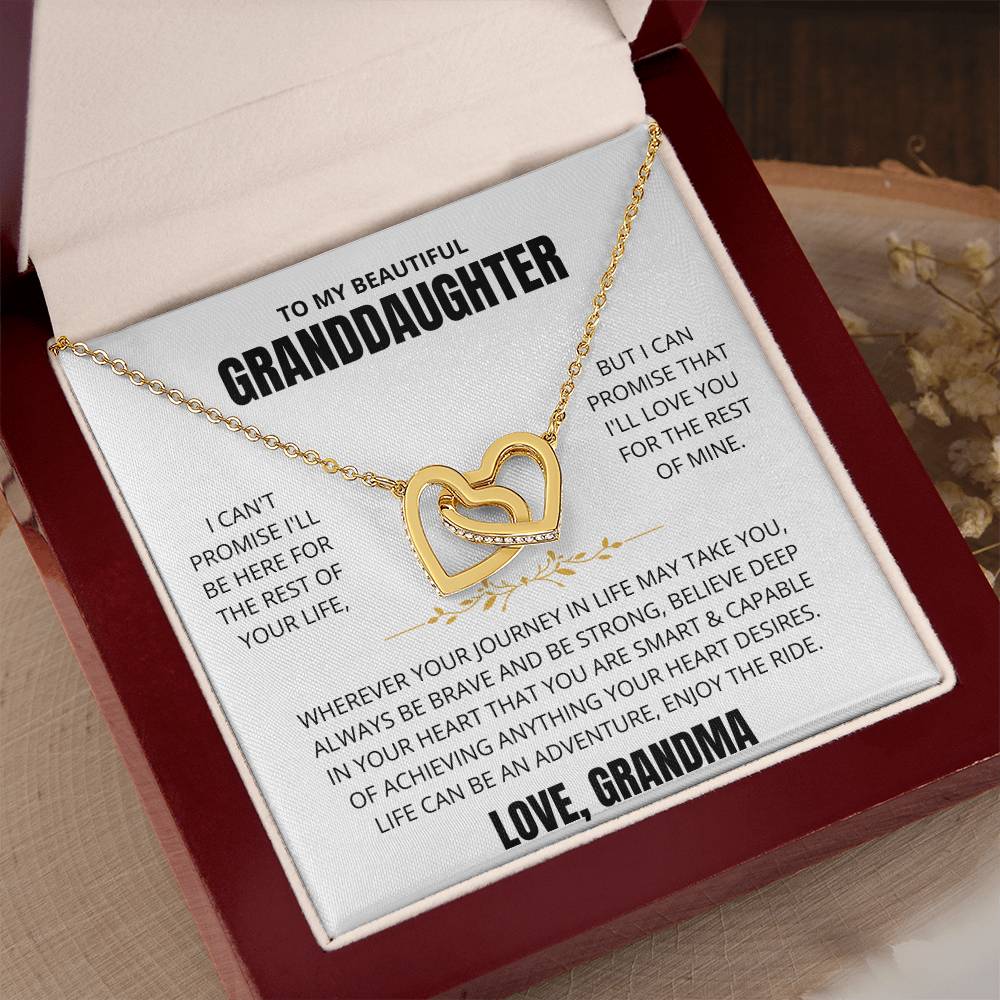 To My Granddaughter Love Grandma | Interlocking Hearts Necklace