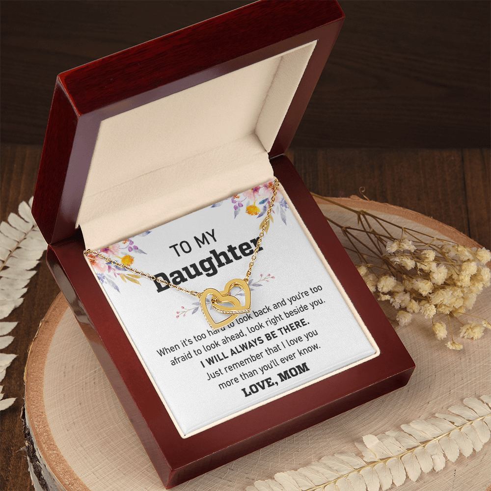 Mommy will always be there; Interlocking hearts necklace