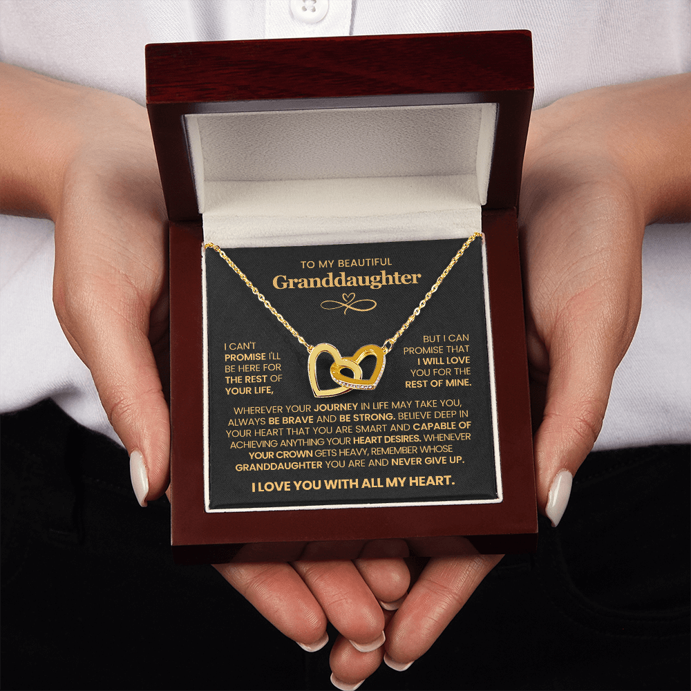 To My Granddaughter - Interlocking Hearts Necklace Gift Set with Message Card