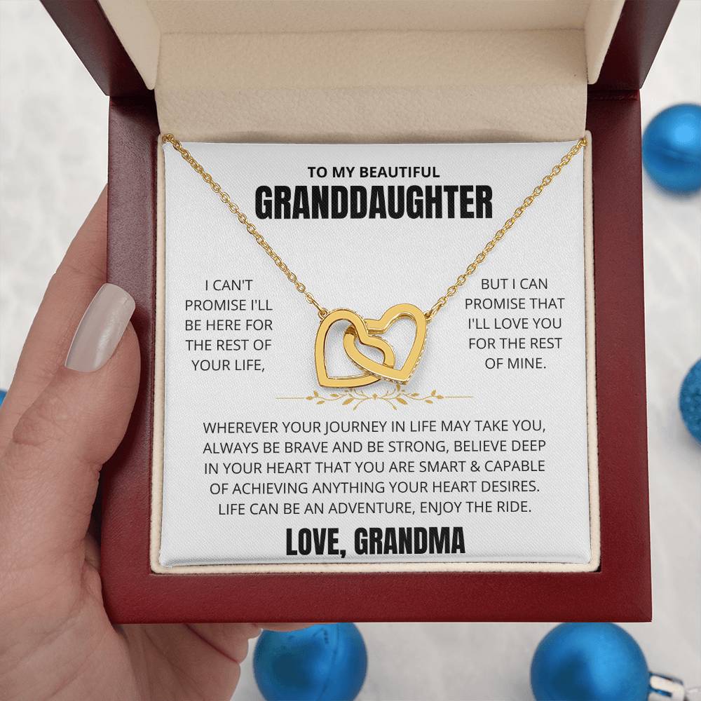 To My Granddaughter Love Grandma | Interlocking Hearts Necklace