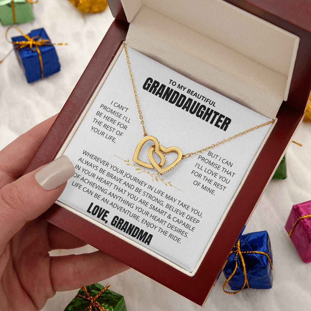 To My Granddaughter Love Grandma | Interlocking Hearts Necklace