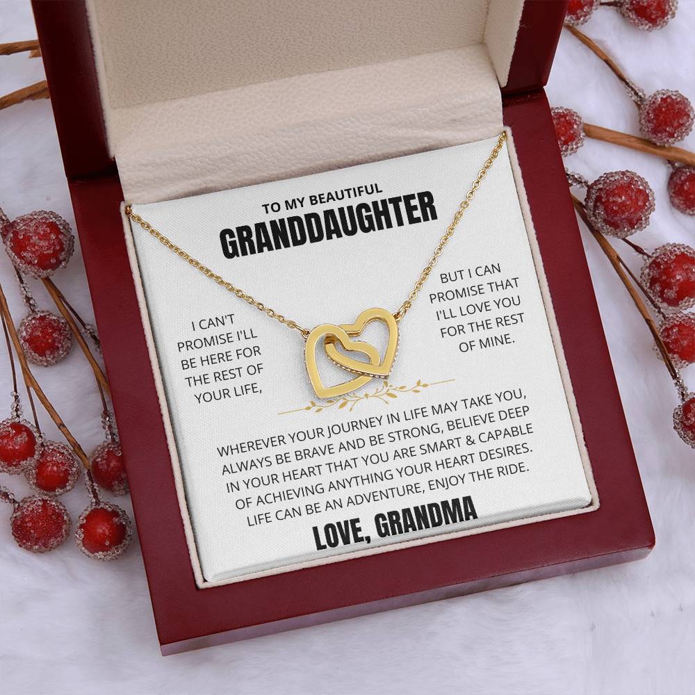 To My Granddaughter Love Grandma | Interlocking Hearts Necklace