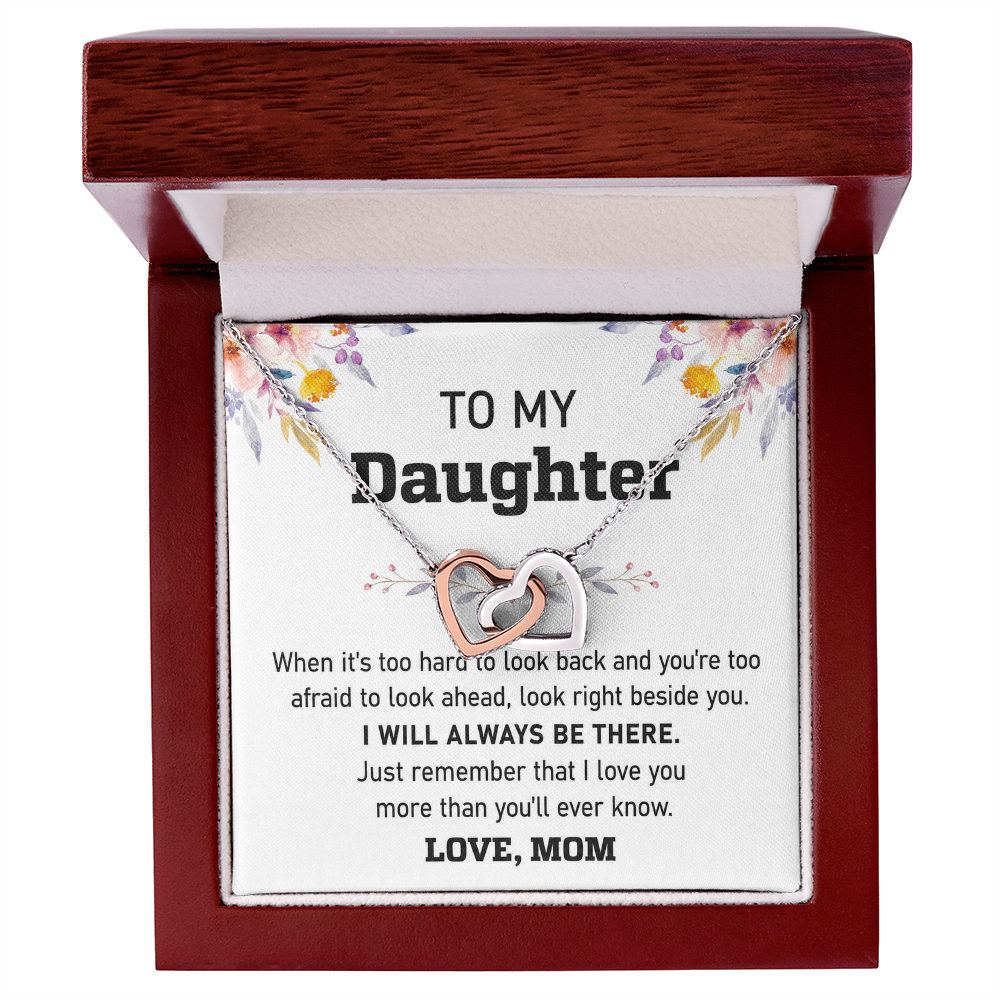Mommy will always be there; Interlocking hearts necklace