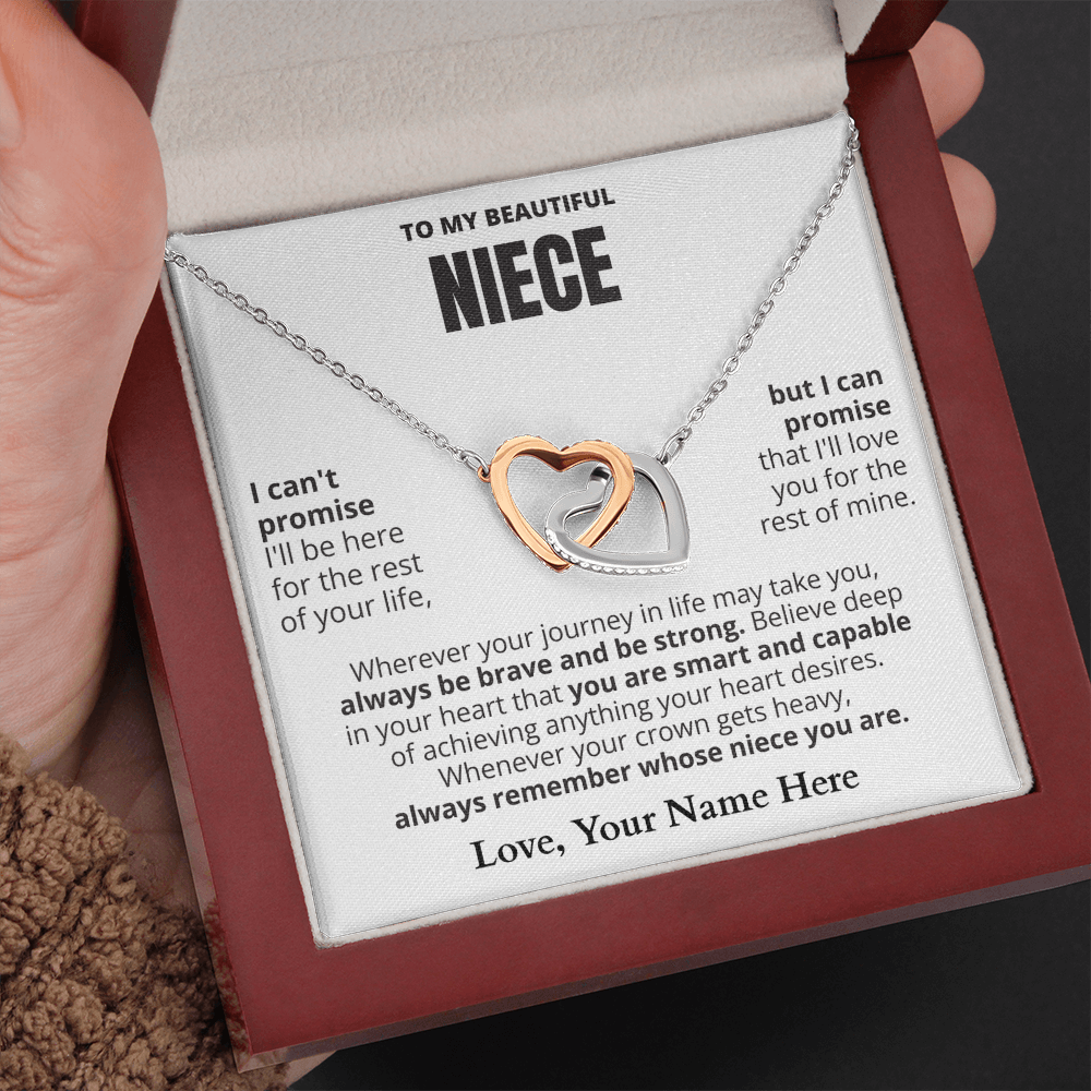 To My Niece - Beautiful Interlocking Hearts Necklace Gift Set