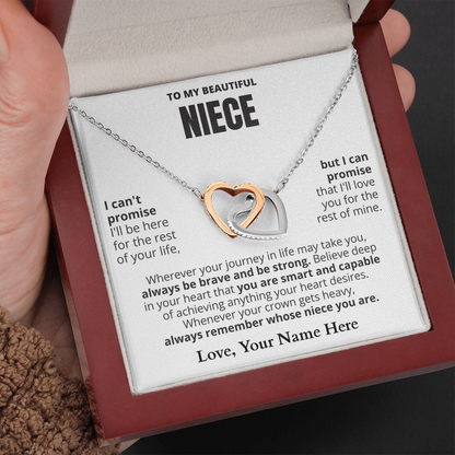 To My Niece - Beautiful Interlocking Hearts Necklace Gift Set