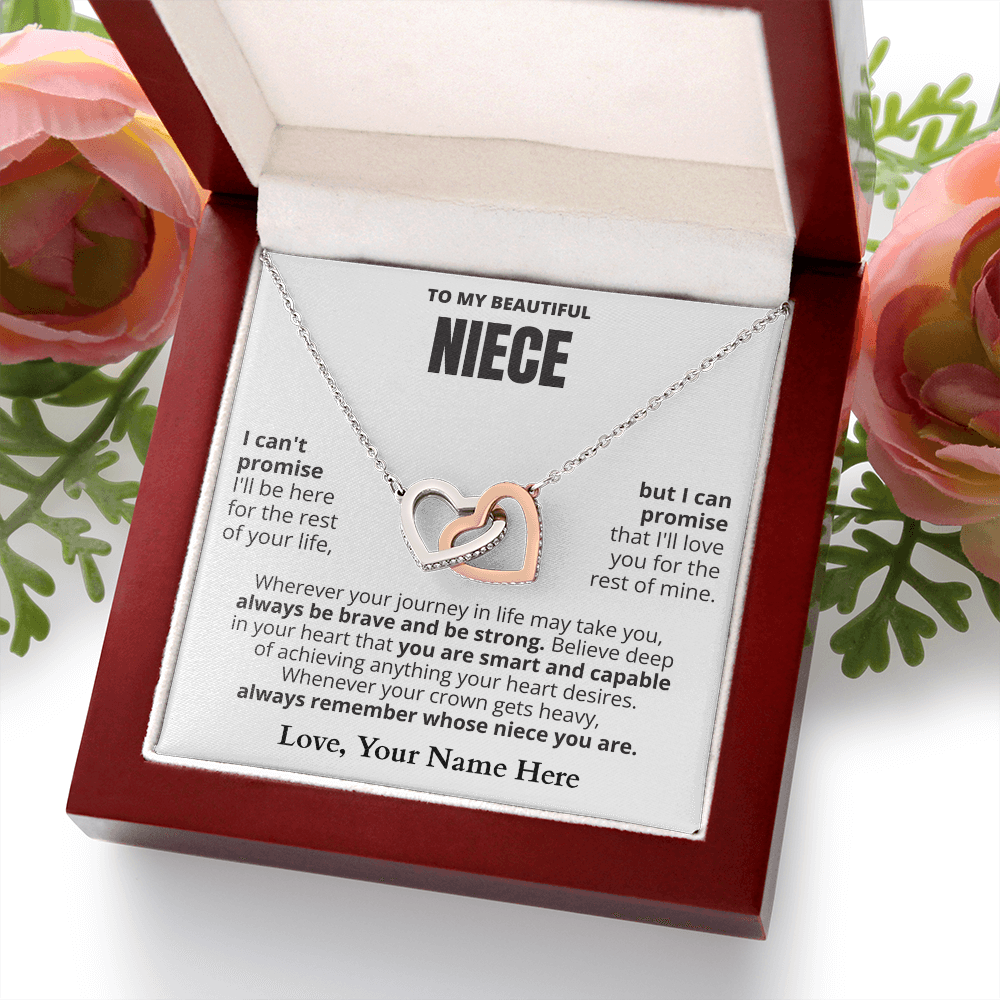 To My Niece - Beautiful Interlocking Hearts Necklace Gift Set