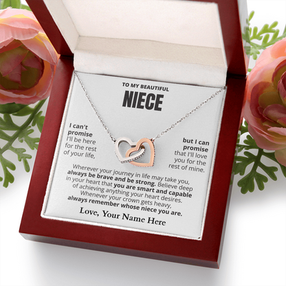 To My Niece - Beautiful Interlocking Hearts Necklace Gift Set