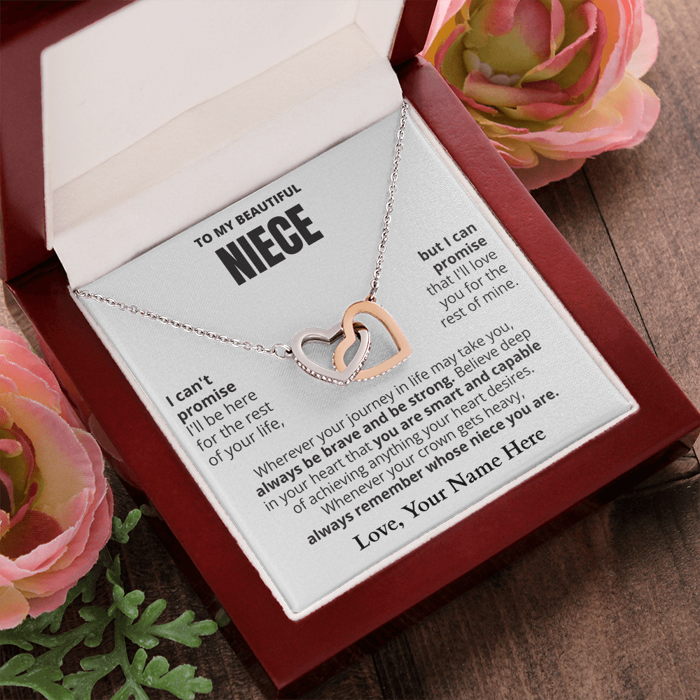 To My Niece - Beautiful Interlocking Hearts Necklace Gift Set