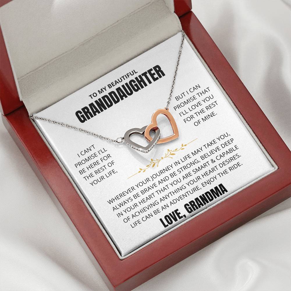 To My Granddaughter Love Grandma | Interlocking Hearts Necklace