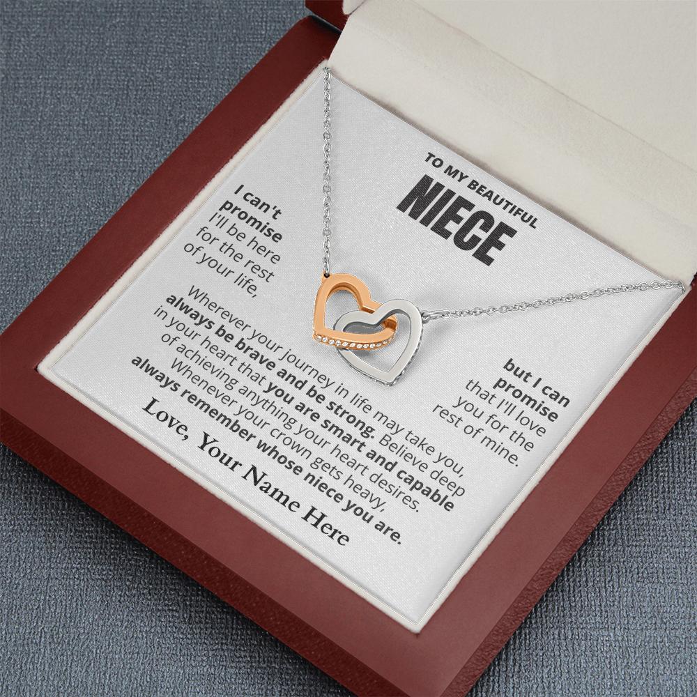 To My Niece - Beautiful Interlocking Hearts Necklace Gift Set