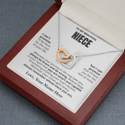 To My Niece - Beautiful Interlocking Hearts Necklace Gift Set