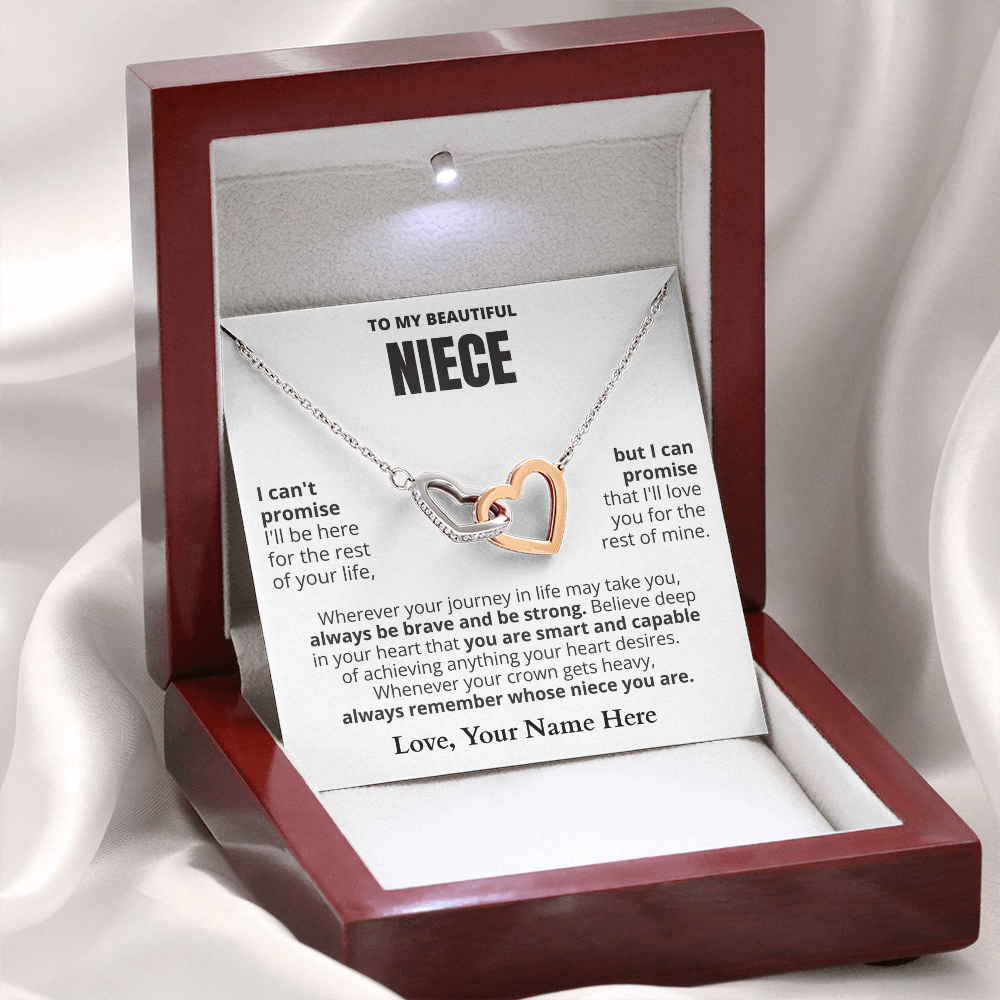 To My Niece - Beautiful Interlocking Hearts Necklace Gift Set
