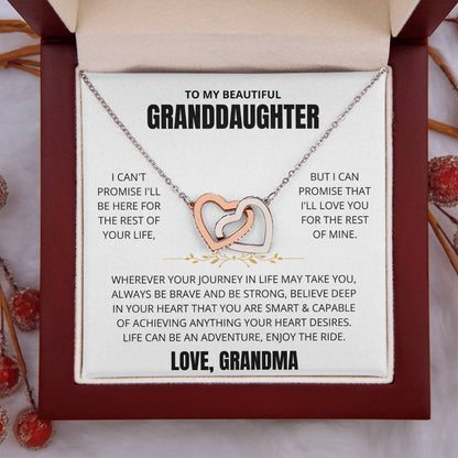 To My Granddaughter Love Grandma | Interlocking Hearts Necklace