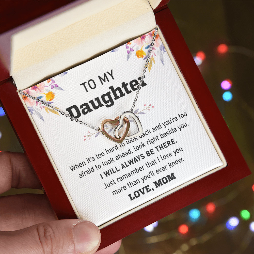 Mommy will always be there; Interlocking hearts necklace