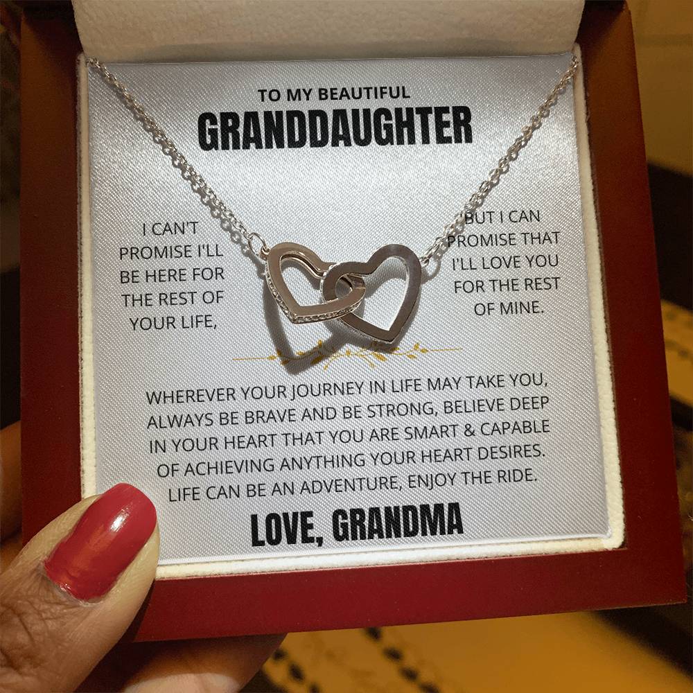 To My Granddaughter Love Grandma | Interlocking Hearts Necklace