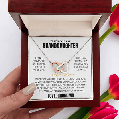 To My Granddaughter Love Grandma | Interlocking Hearts Necklace