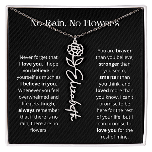 [LIMITED TIME ONLY] No Rain - No Flowers - Never Forget That I Love You | Birth Flower Name Necklace