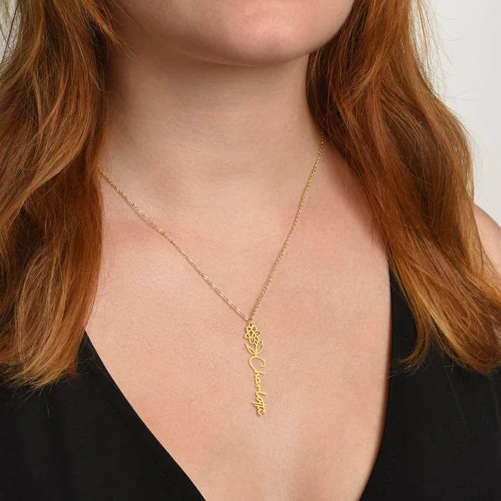 [LIMITED TIME ONLY] No Rain - No Flowers - Never Forget That I Love You | Birth Flower Name Necklace