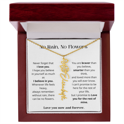 No Rain No Flowers - Love You Now And Forever - Flower Name Necklace