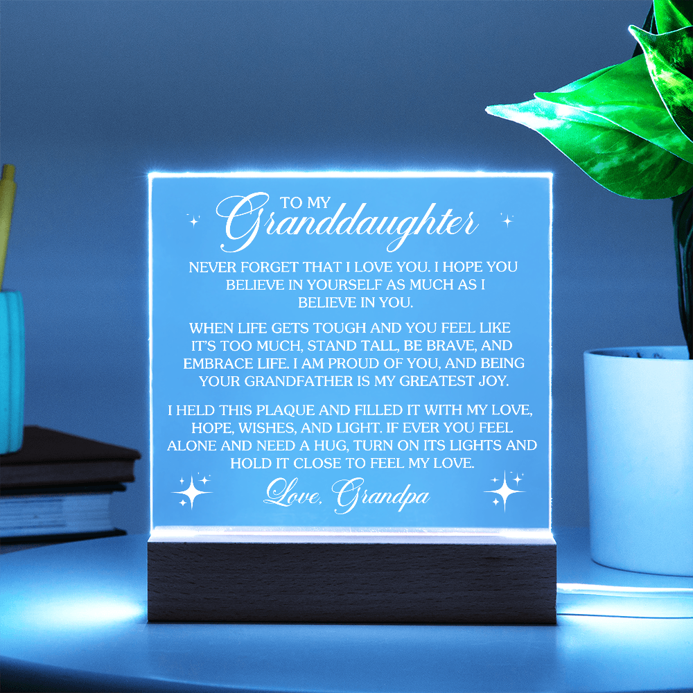 To My Granddaughter - Love Grandpa - Acrylic Square Plaque Gift