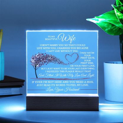 To My Beautiful Wife - Love your Husband -  Acrylic Square Plaque Gift Set