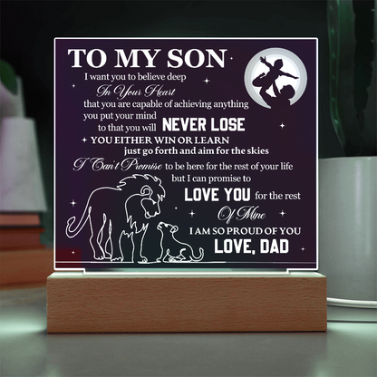 To My Son - Love Dad - Acrylic Square Plaque Gift Set