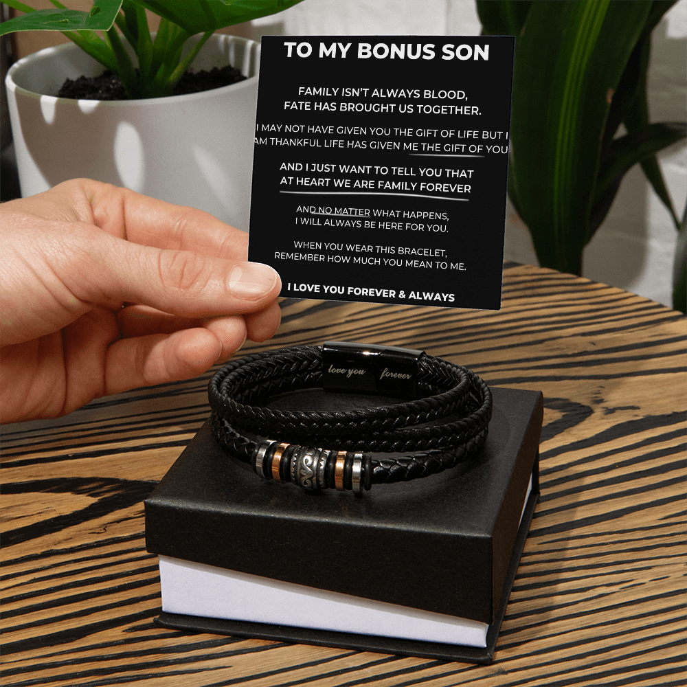 To My Bonus Son - "Family Forever" Braided Bracelet