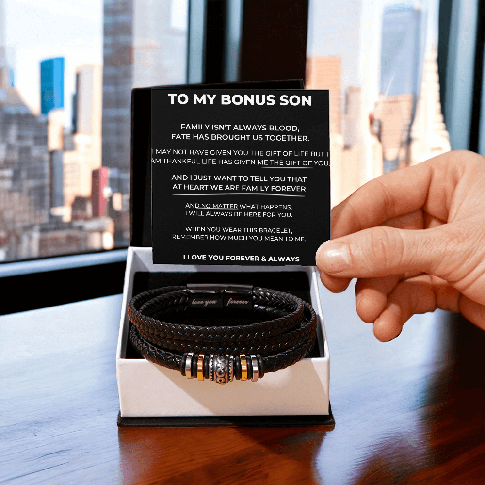To My Bonus Son - "Family Forever" Braided Bracelet