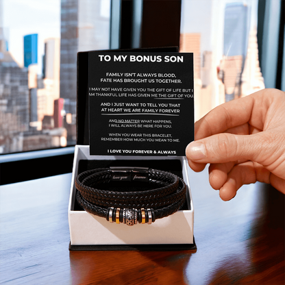 To My Bonus Son - "Family Forever" Braided Bracelet