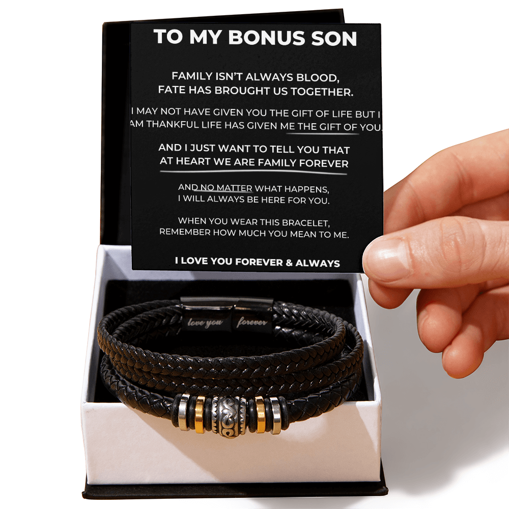 To My Bonus Son - "Family Forever" Braided Bracelet