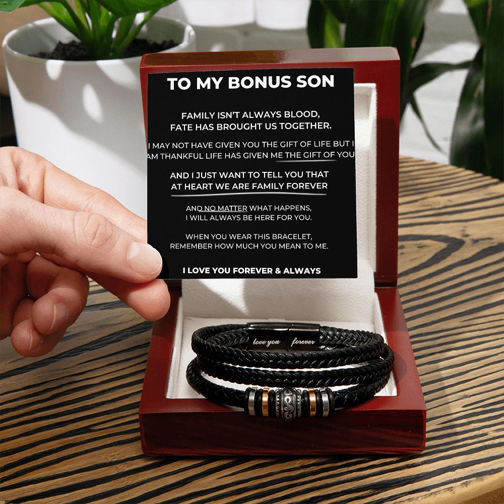 To My Bonus Son - "Family Forever" Braided Bracelet