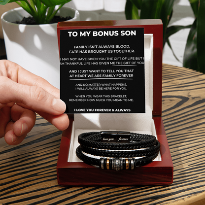 To My Bonus Son - "Family Forever" Braided Bracelet