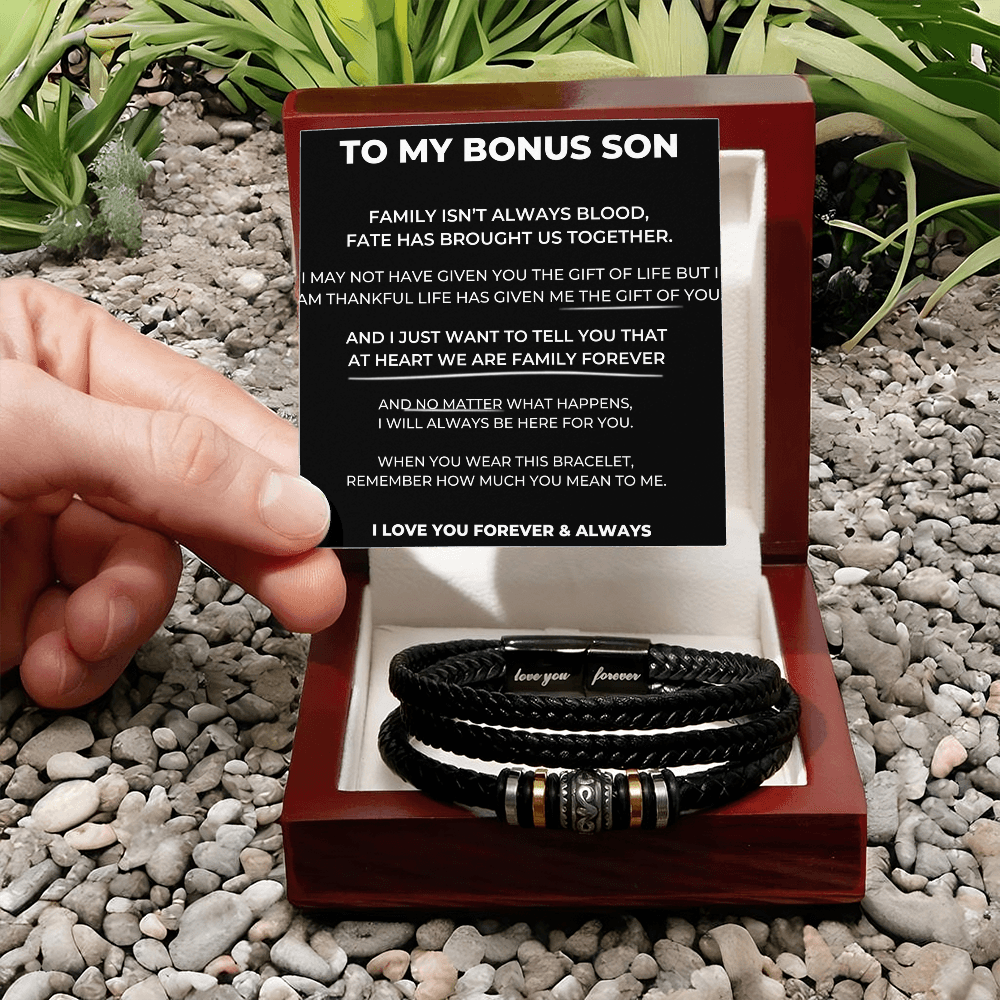 To My Bonus Son - "Family Forever" Braided Bracelet