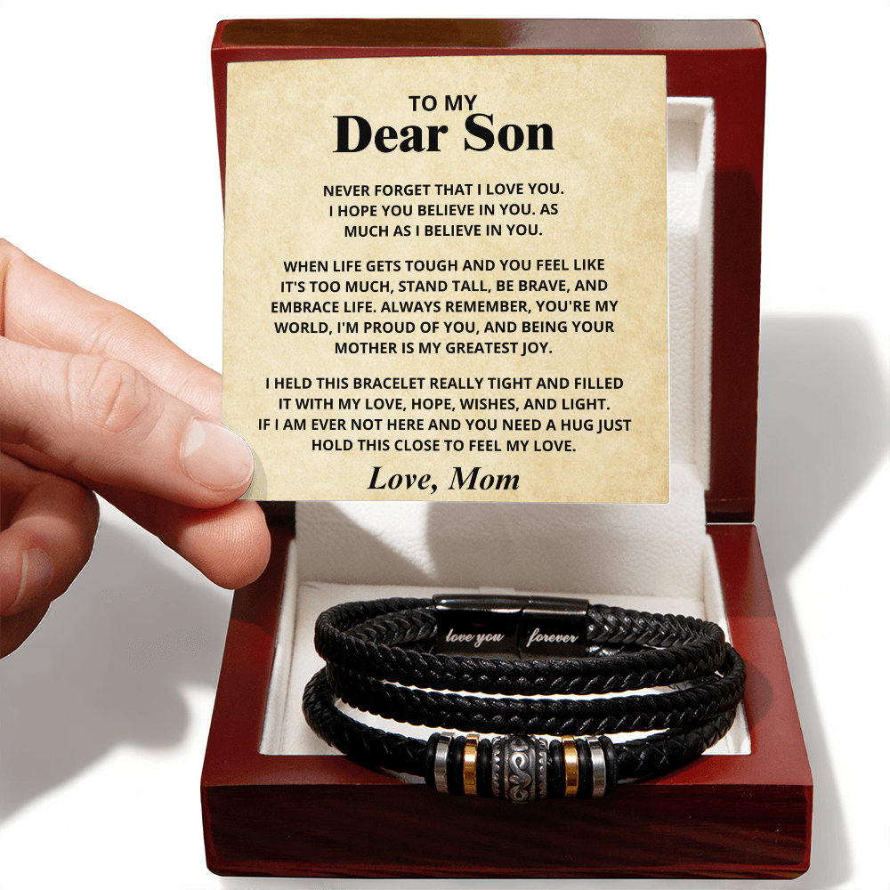 Son Bracelet Gift, From Mom, "Believe In Yourself"