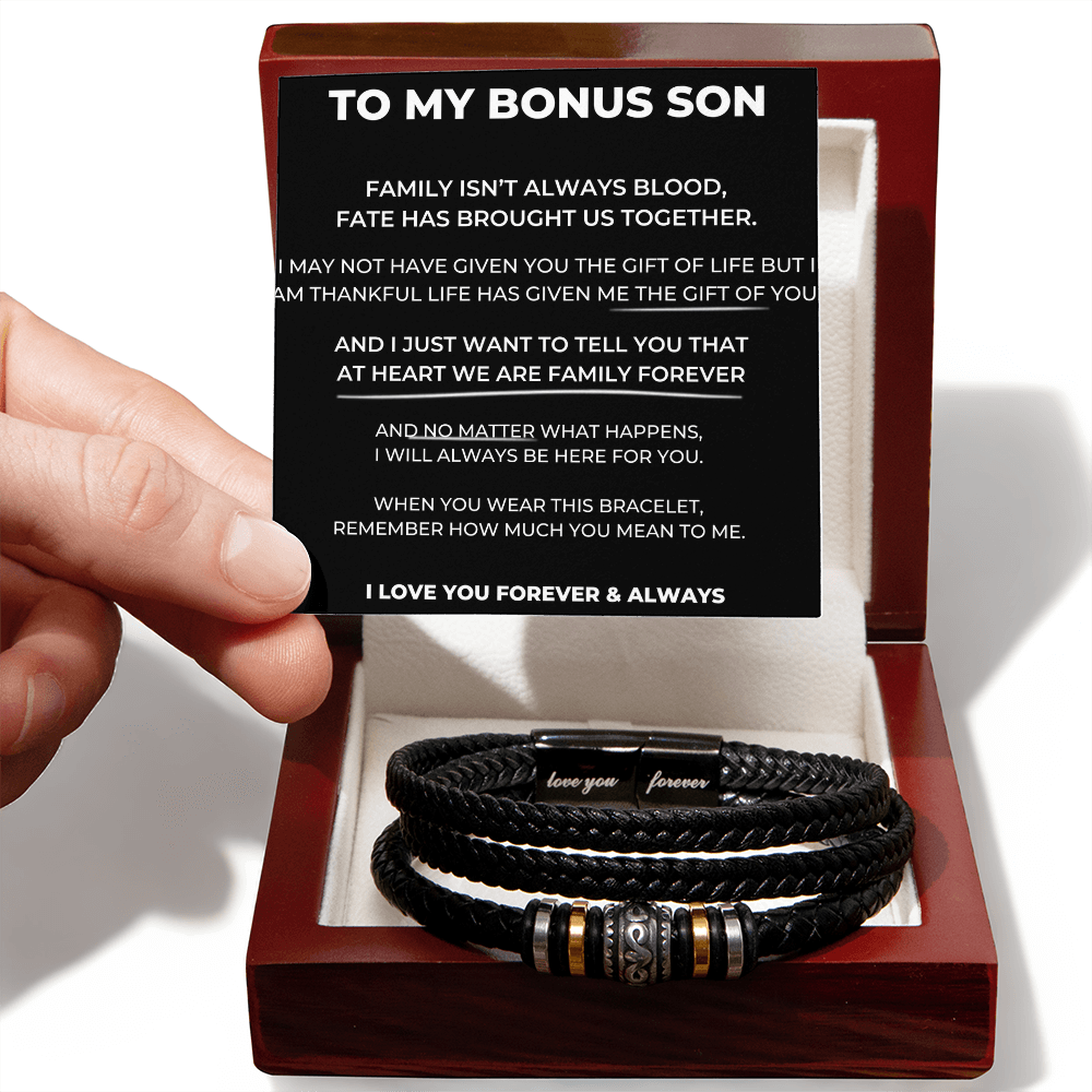 To My Bonus Son - "Family Forever" Braided Bracelet