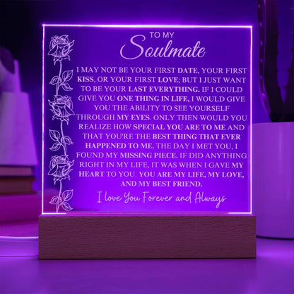 To My Soulmate | "My Life, My Love & My Best Friend" | Acrylic Plaque