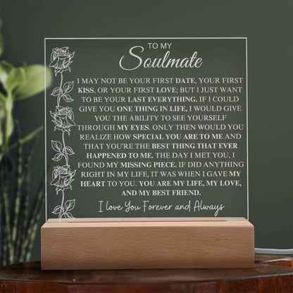 To My Soulmate | "My Life, My Love & My Best Friend" | Acrylic Plaque