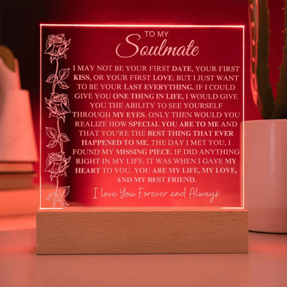 To My Soulmate | "My Life, My Love & My Best Friend" | Acrylic Plaque