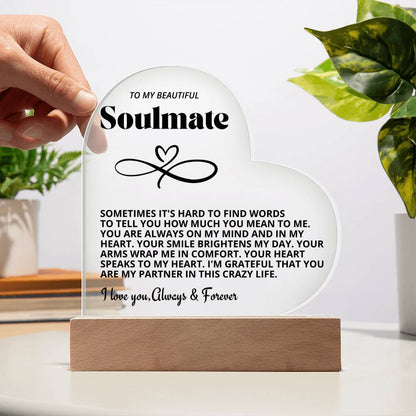 To My Beautiful Soulmate I Love You Forever & Always Acrylic Nightlight