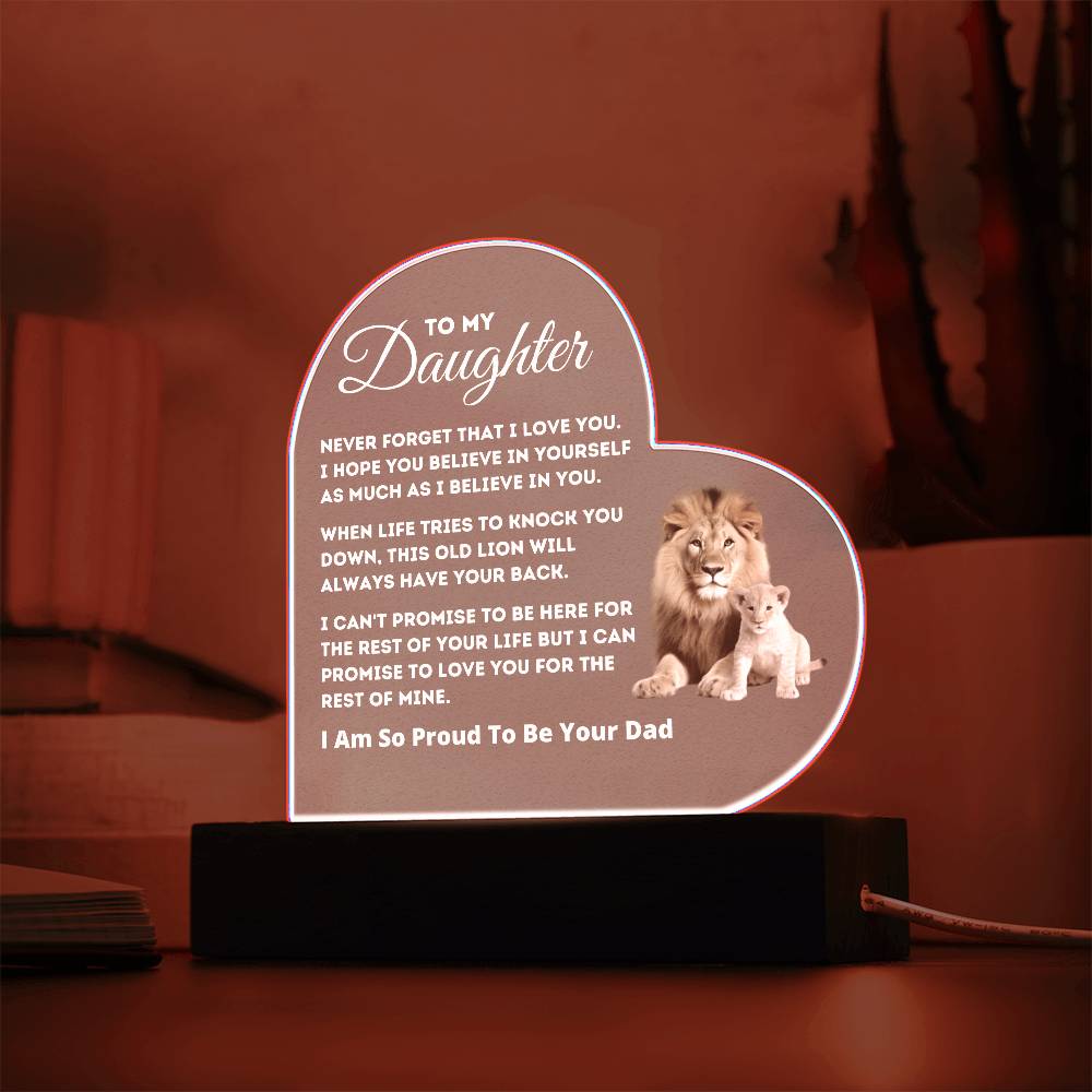 Dad to Daughter - So Proud - Acrylic Heart Plaque